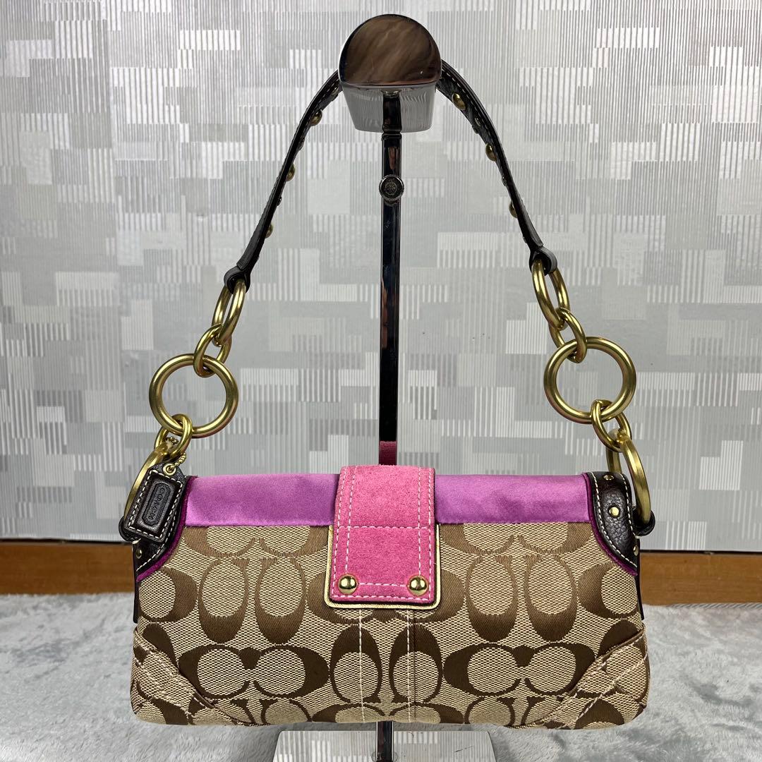 バッグ Coach Soho Pink Studs Singnature Bag