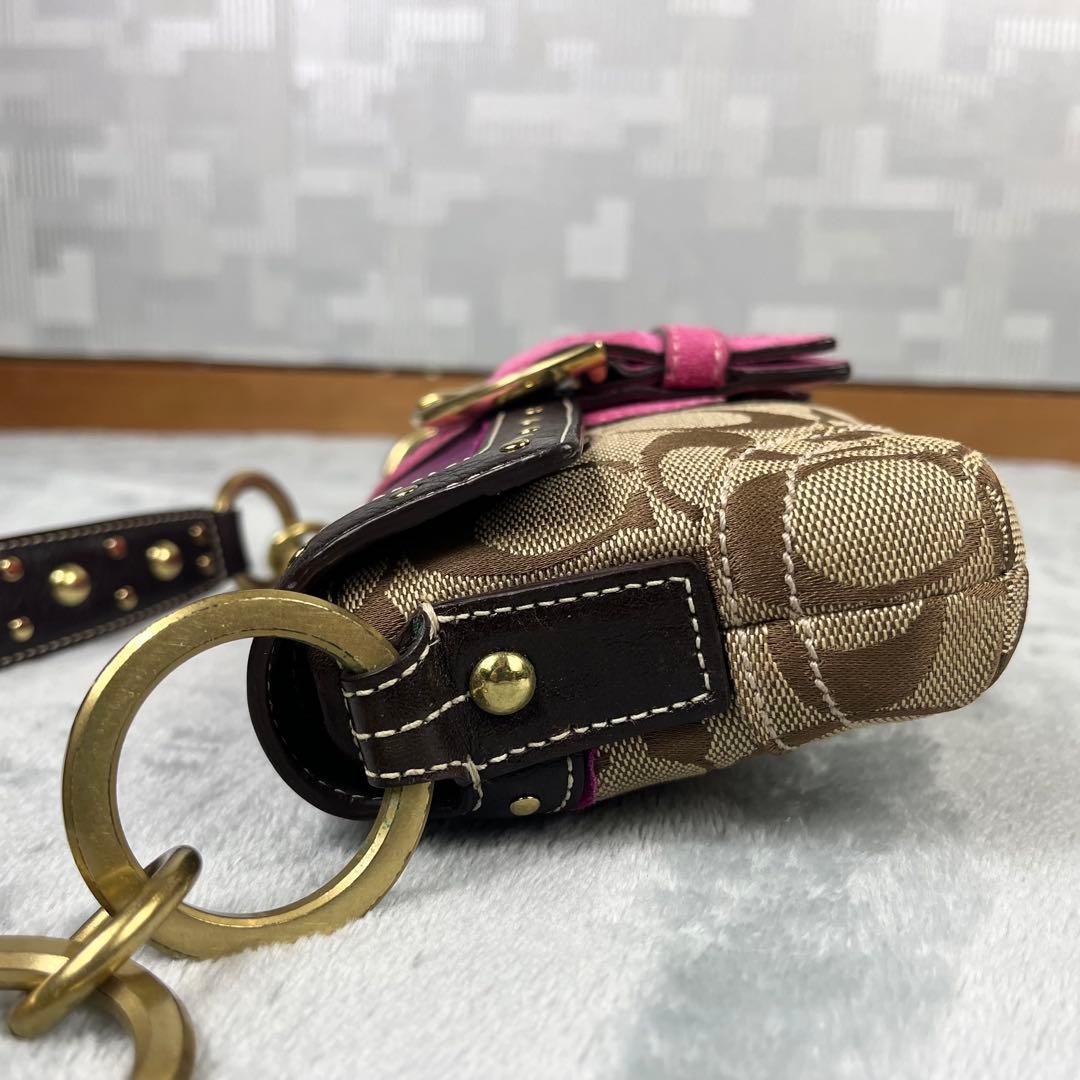バッグ Coach Soho Pink Studs Singnature Bag