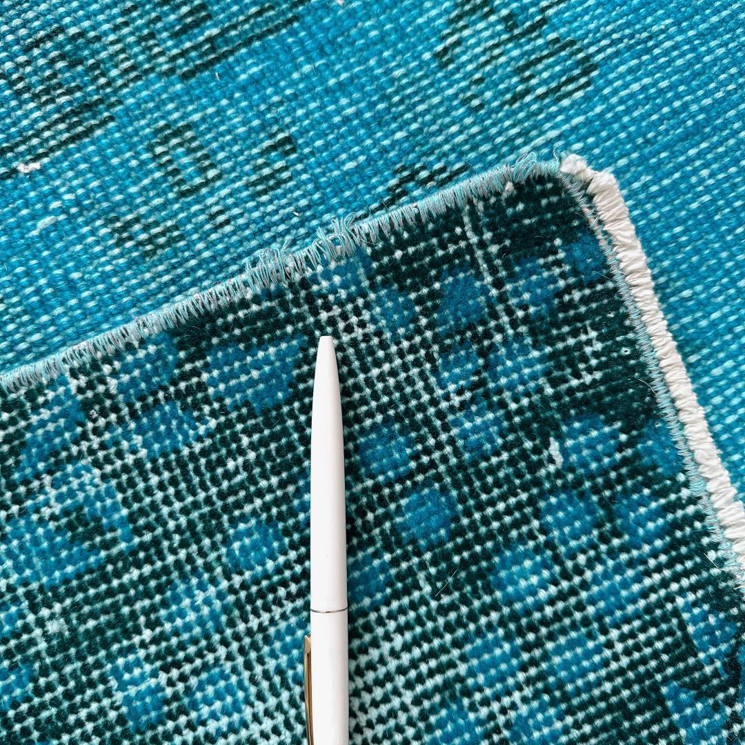 トルコ ヴィンテージラグ A56 ターコイズブルー コバルトブルー オーバーダイ