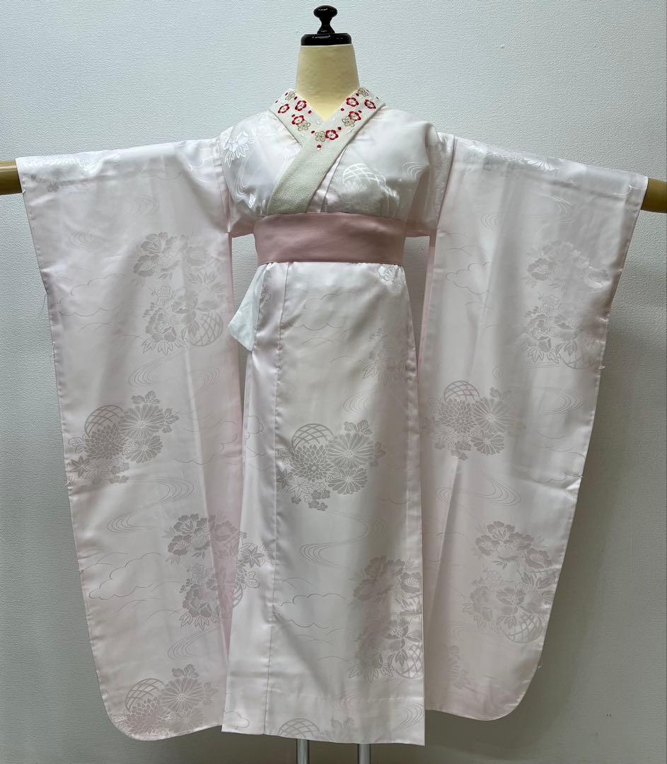 振り袖　フルセット　長襦袢付　成人式　グリーン　金彩加工　刺繍入り　744