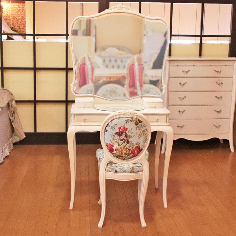 カンティーニュ ドレッサーデスク チェア ルーシー 猫脚 鏡台 白家具 コスメ