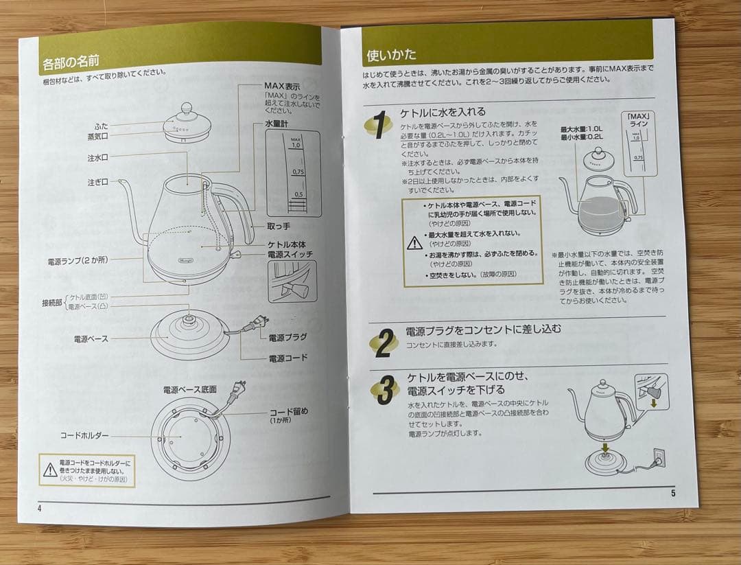 アイコナ 電気カフェケトル ピースフルホワイト　デロンギ　未使用