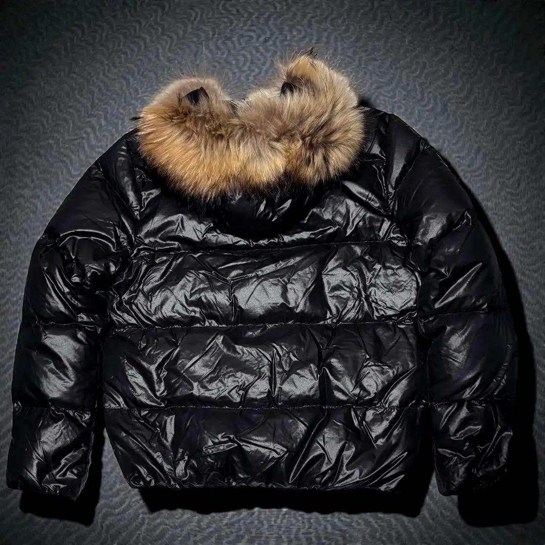 DUVETICA ダウンジャケット 48 ブラック シャイニー ファー付