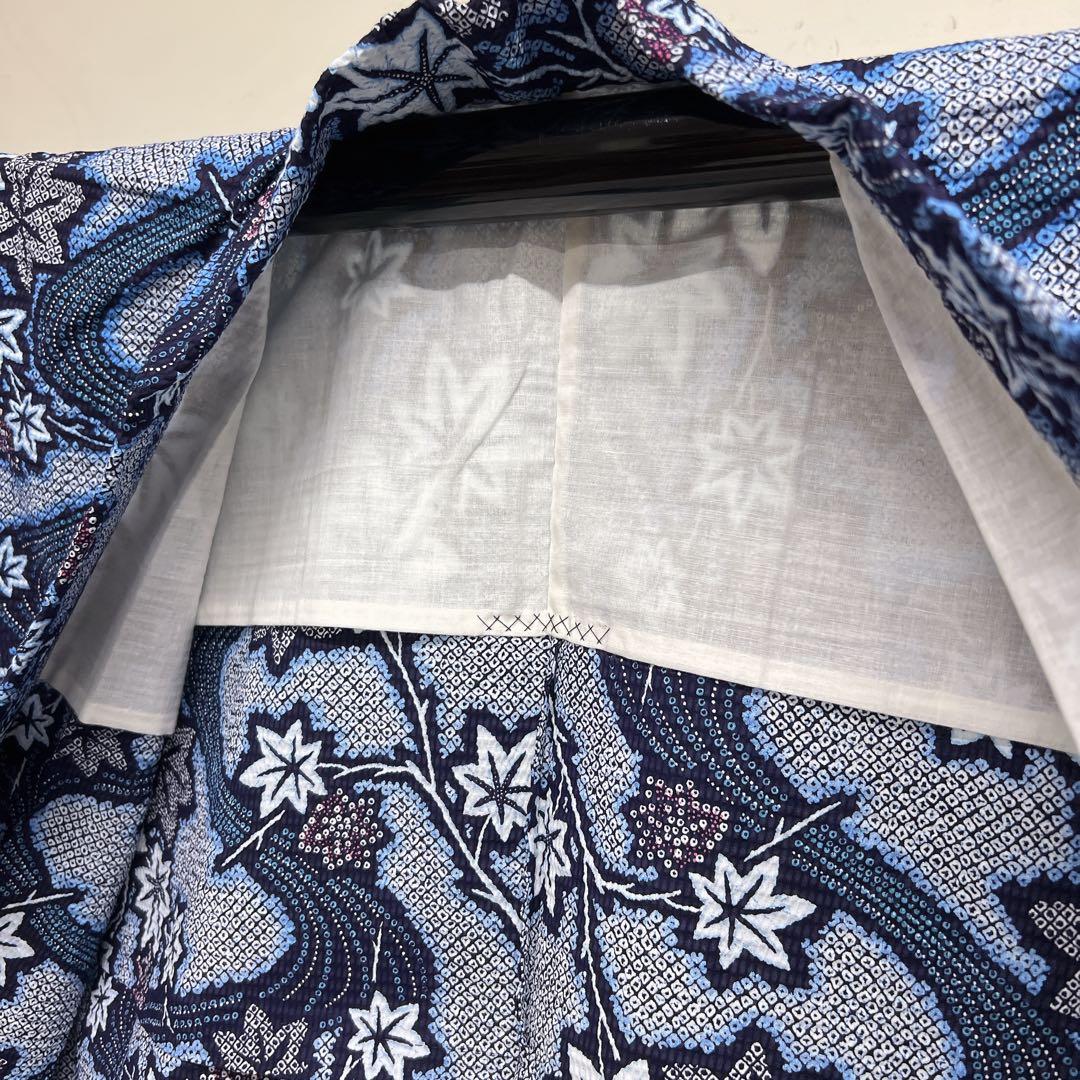 浴衣　綿　楓　鹿の子　流水　着物　065t