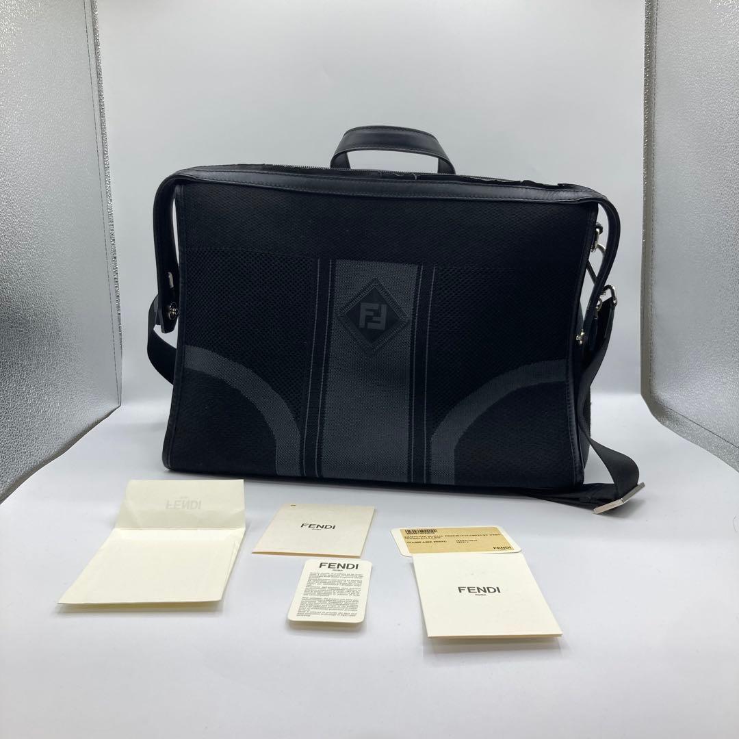 FENDI フェンディ 7VA400 ロゴ メッシュ ビジネスバッグ