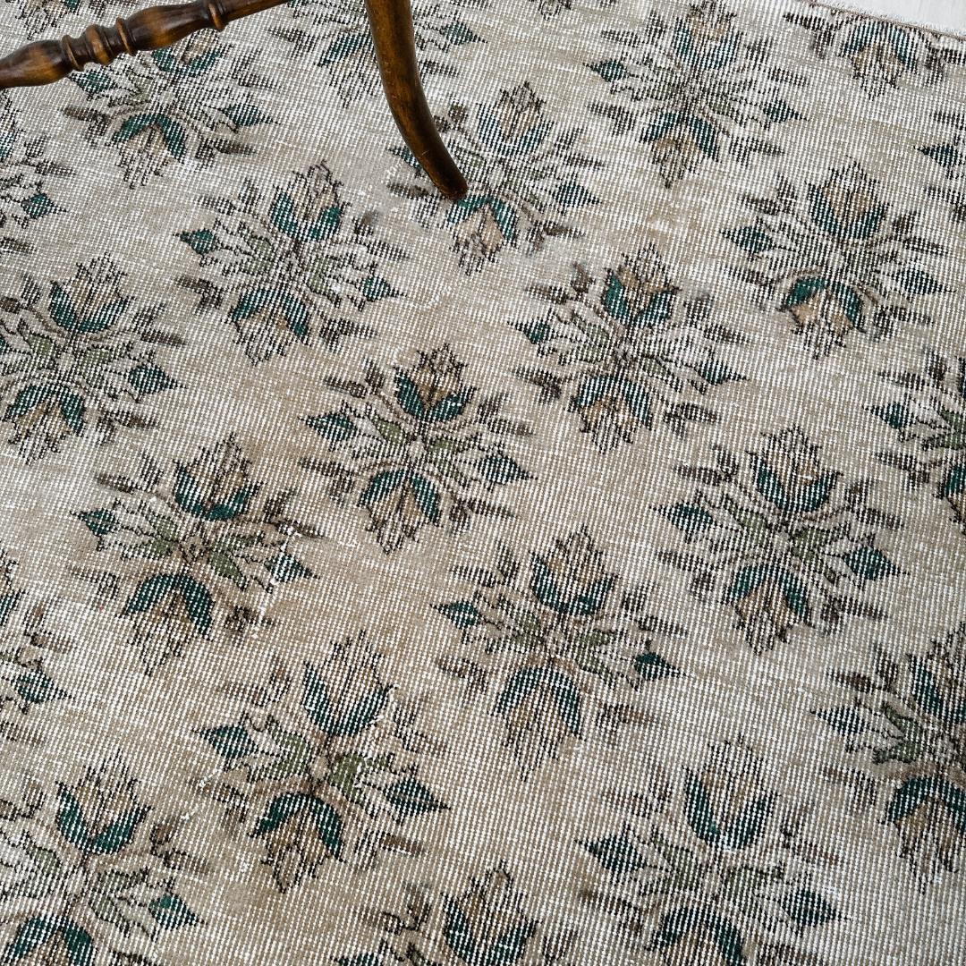 トルコ ヴィンテージラグ A116 ベージュ セージグリーン ダークグリーン