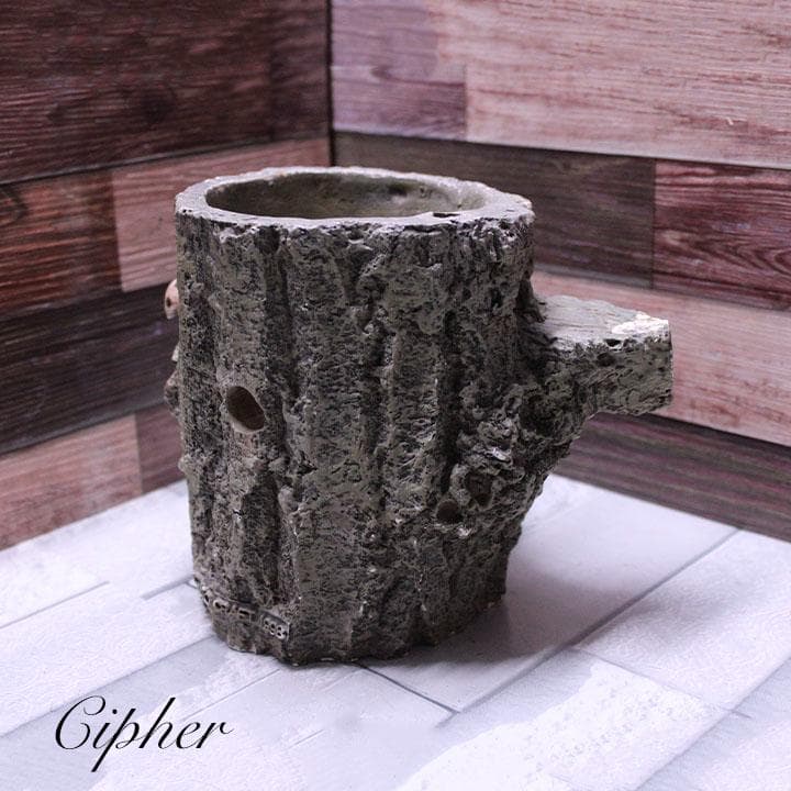 モルタル製　切株　植木鉢　植木鉢カバー　レトロ雑貨　SETO CRAFT　廃盤①