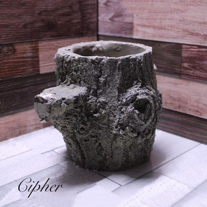 モルタル製　切株　植木鉢　植木鉢カバー　レトロ雑貨　SETO CRAFT　廃盤①