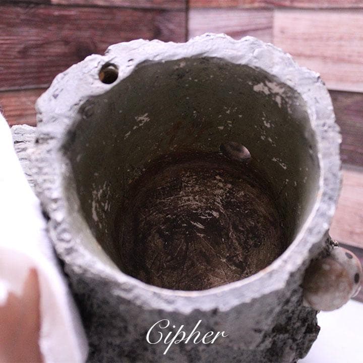 モルタル製　切株　植木鉢　植木鉢カバー　レトロ雑貨　SETO CRAFT　廃盤①