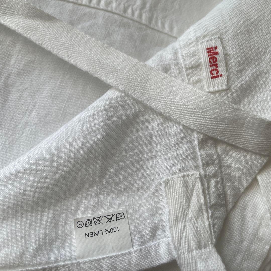 Merci 100%リネン エプロン ホワイト　新品未使用