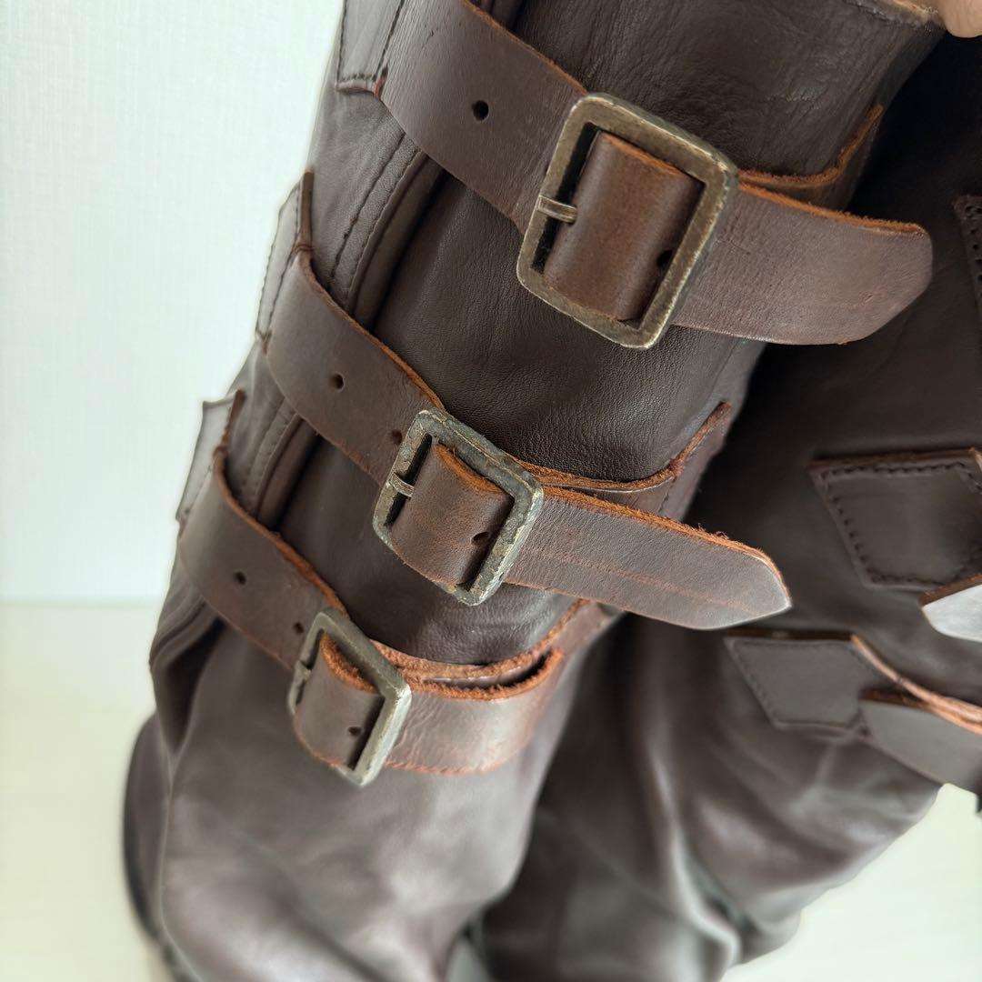 希少　zucca　ズッカ　ナウシカブーツ　ベルトパンツブーツ　ダークブラウン　L