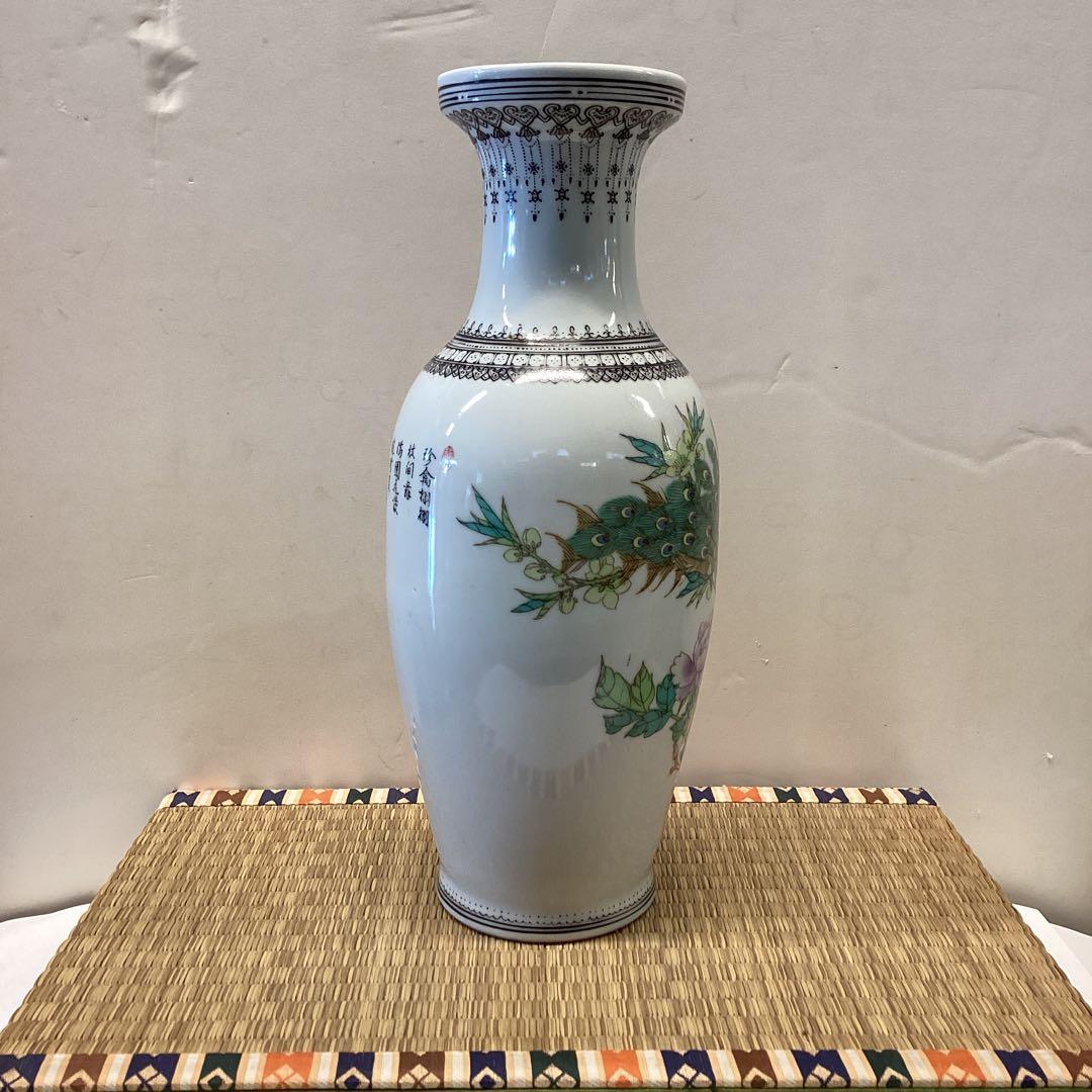 中国山水画 陶器 花瓶 2点セット