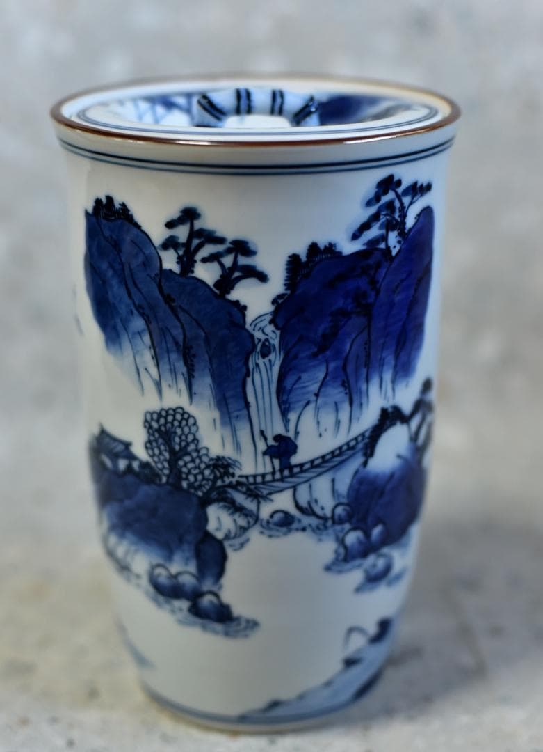 値下げ、平安祥堂作　山水文水指【極上品】　共箱/お茶道具