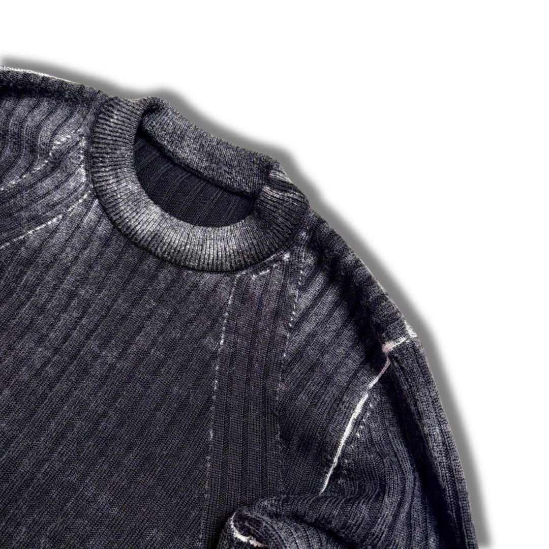 現行 RFID✨ディーゼル ニット ナイロン切替 クルーネック ウォッシュ加工