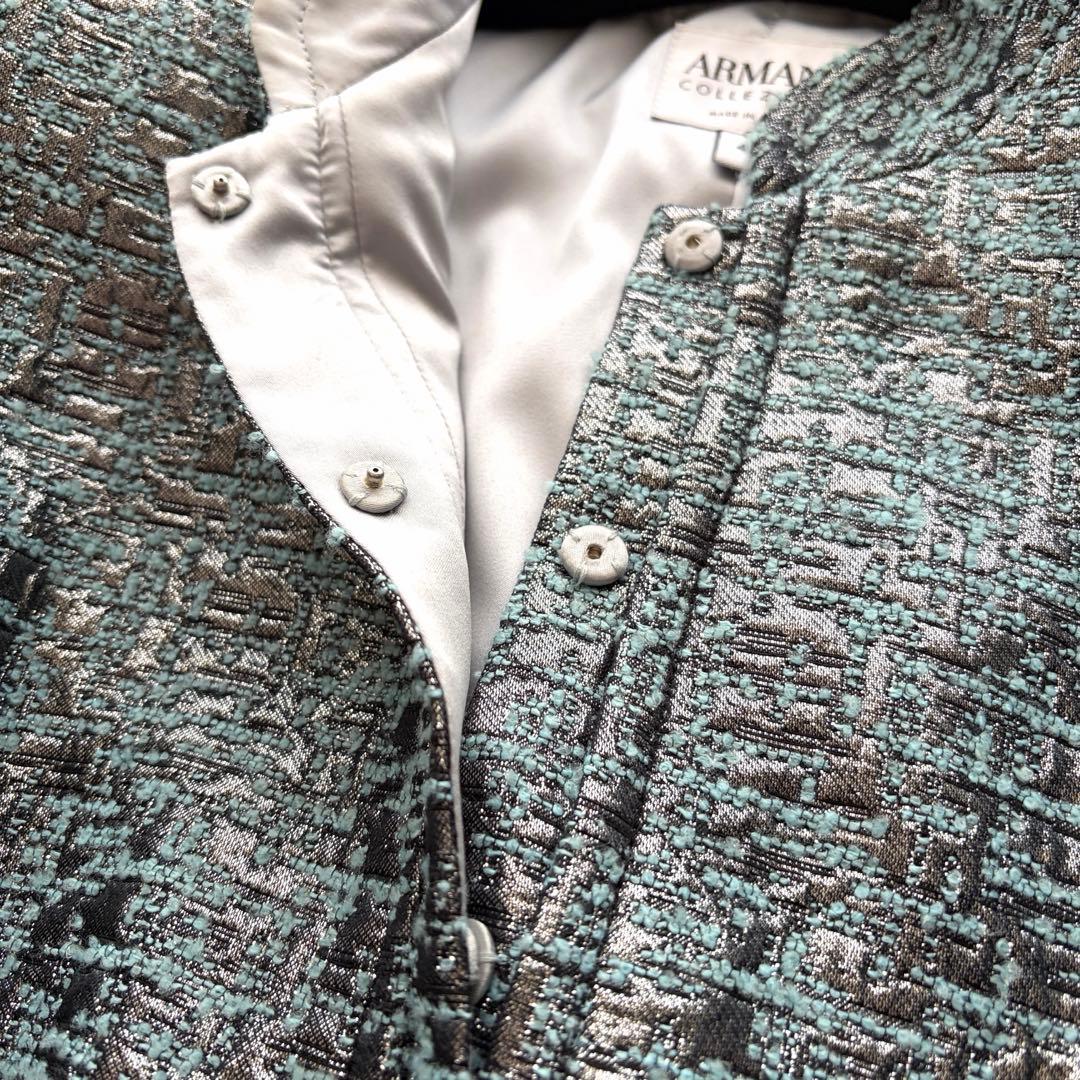 【極美品✨】アルマーニコレツォーニ ジャガードジャケット フォーマル42シルバー