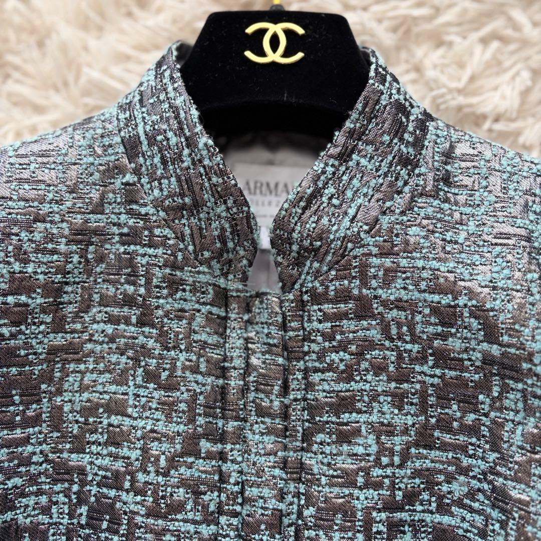 【極美品✨】アルマーニコレツォーニ ジャガードジャケット フォーマル42シルバー