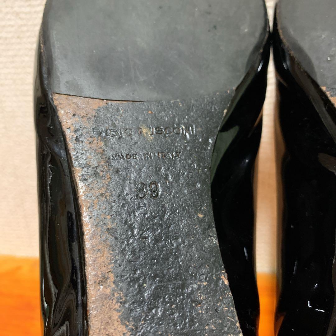 ファビオルスコーニ スクエアベルト エナメル フラットシューズ 25cm 39