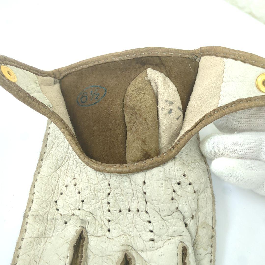 HERMES エルメス　ドライビング　グローブ　ブラウン　ベージュ　６ 1/2