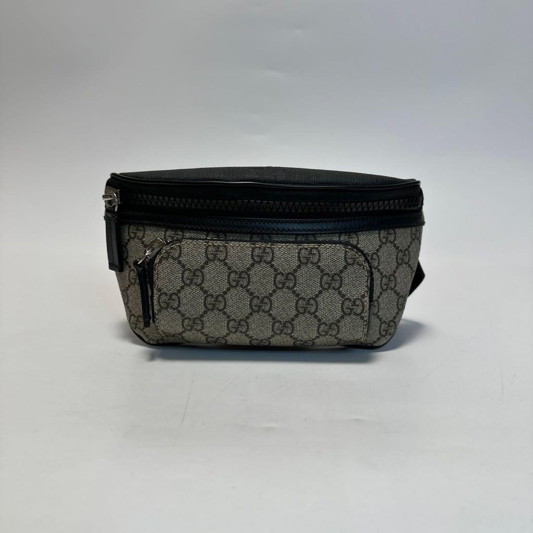 l02【極美品】グッチ　GGスプリーム　レザー　ウエストバッグ　ボディバッグ.