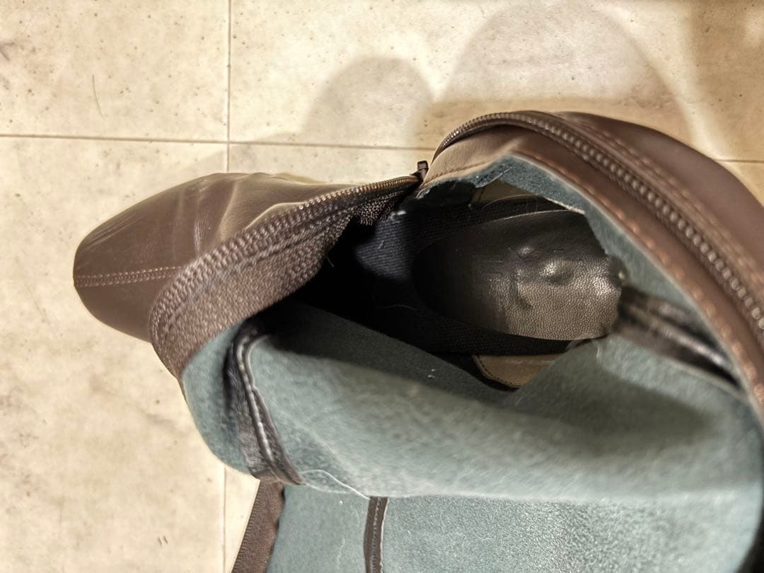 ブラック 合成皮革 ロングブーツ ジッパー付き