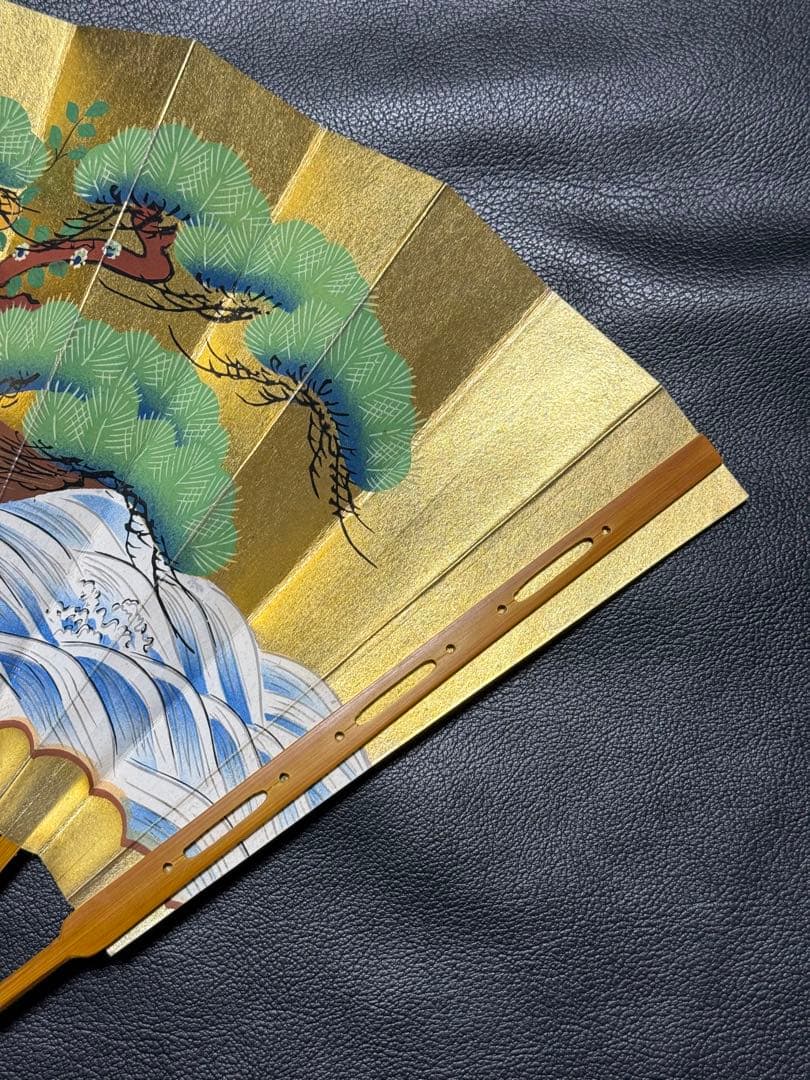 扇子　33cm 十松屋福井扇舗　翁扇　蓬莱山図　桐箱　仕舞扇　能楽　舞踊　着物