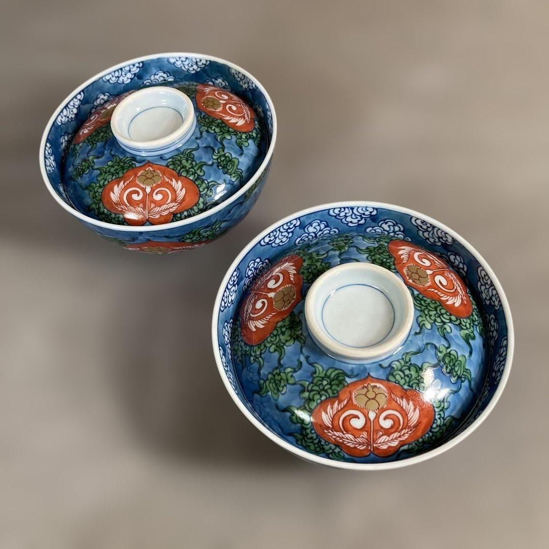 【ルーミエさん専用】古伊万里の伝統　舘林源右衛門作　古伊万里木瓜割文　蓋碗五客