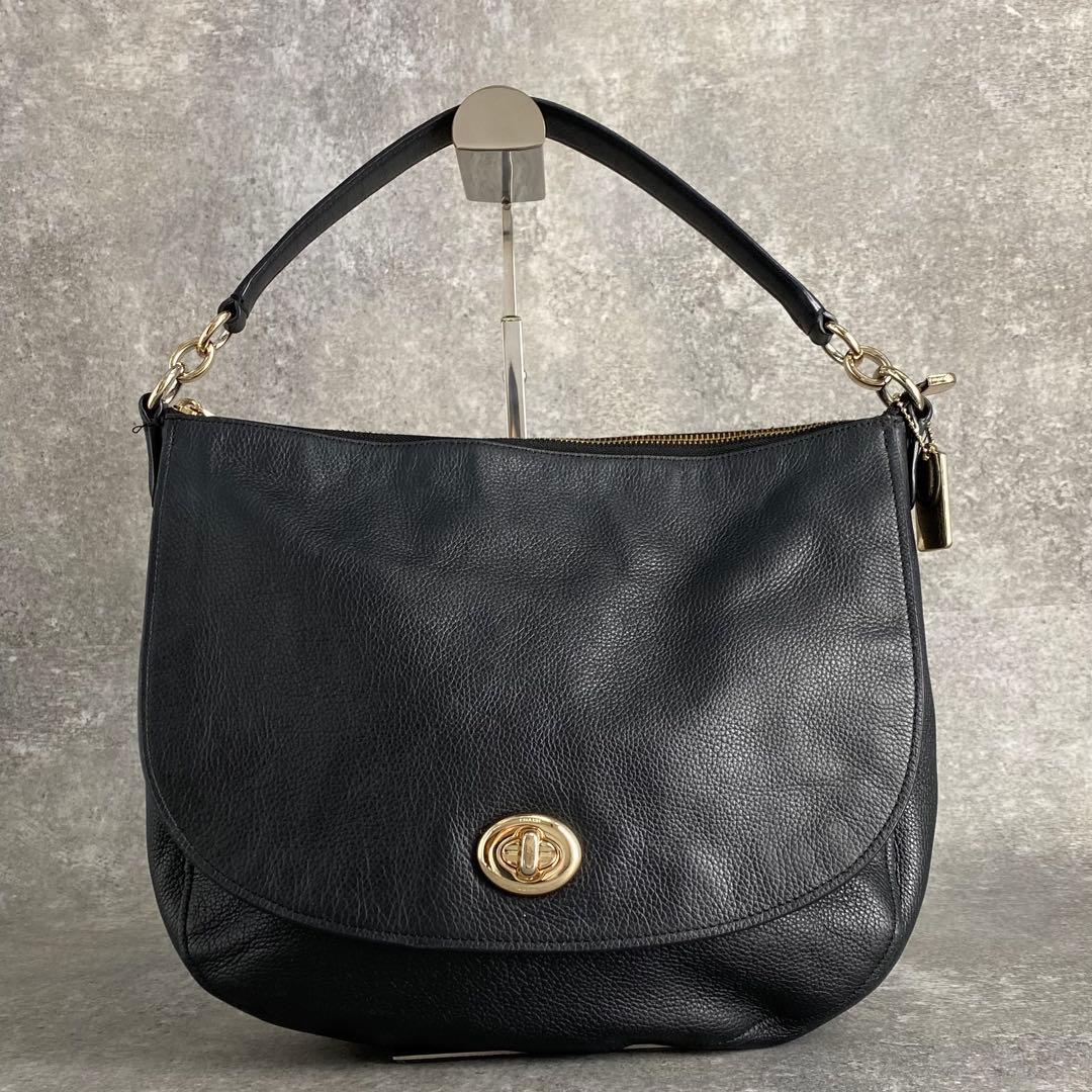 バッグ Coach Turnlock Leather One Shoulder Bag