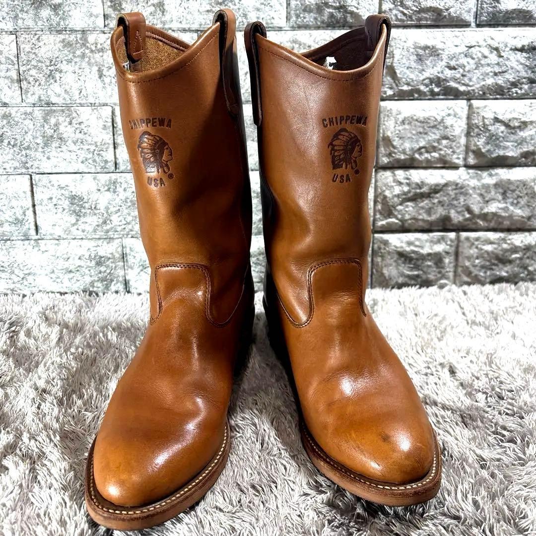 美品❣️チペワ 廃番 26790 ペコスブーツ 黒タグ USA製 US8 茶