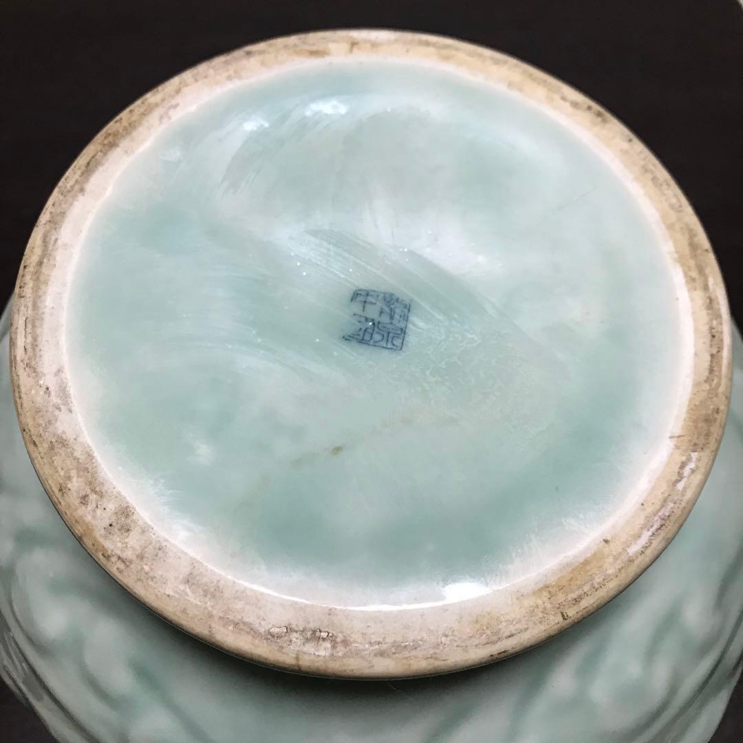 特大　中国花瓶　古美術　青瓷 陽刻龍紋　中国龍泉　龍泉窯 花瓶 美術品 骨董品
