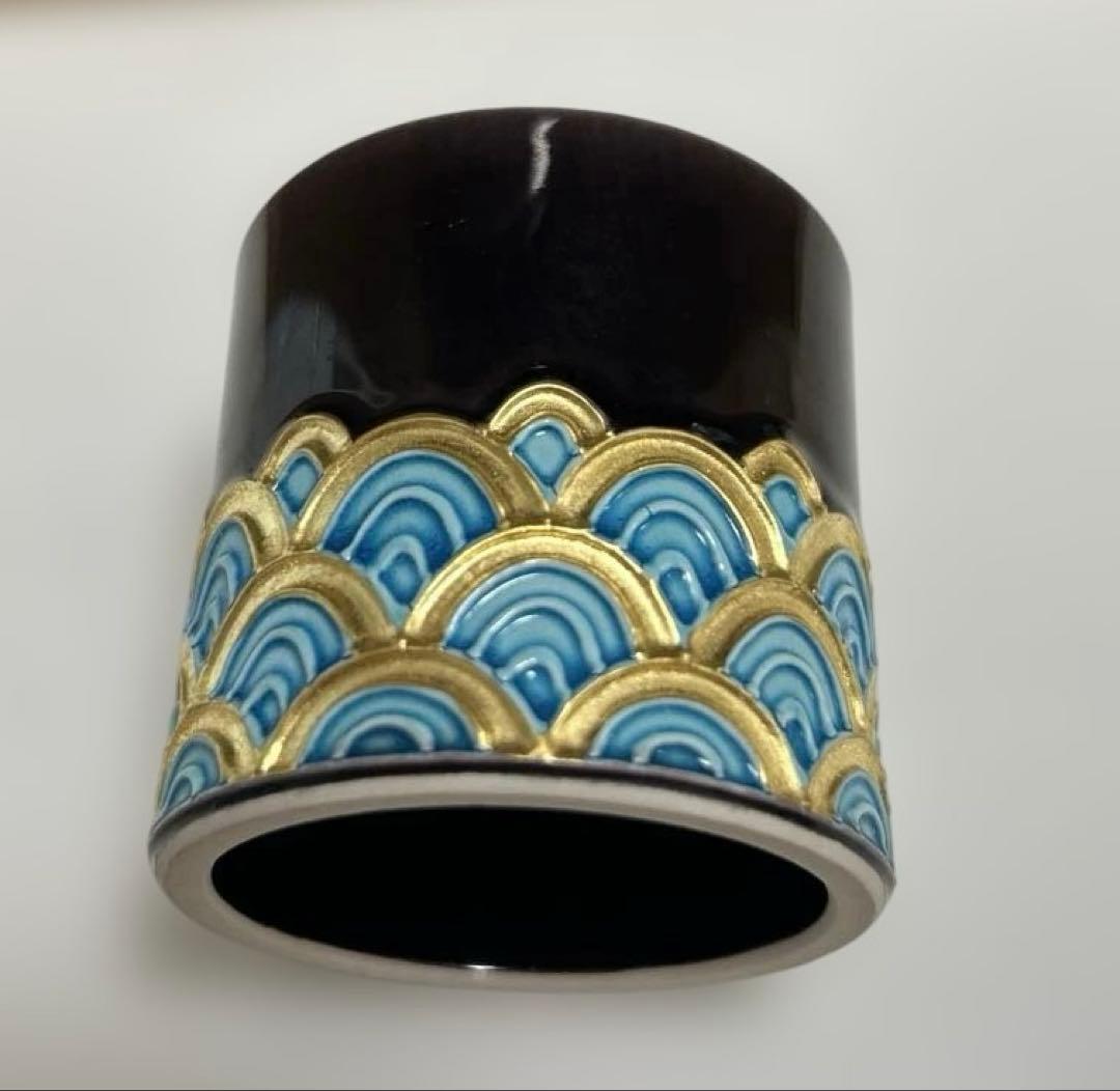 茶道具　皆具　中村翠嵐の紫交青海波　共箱