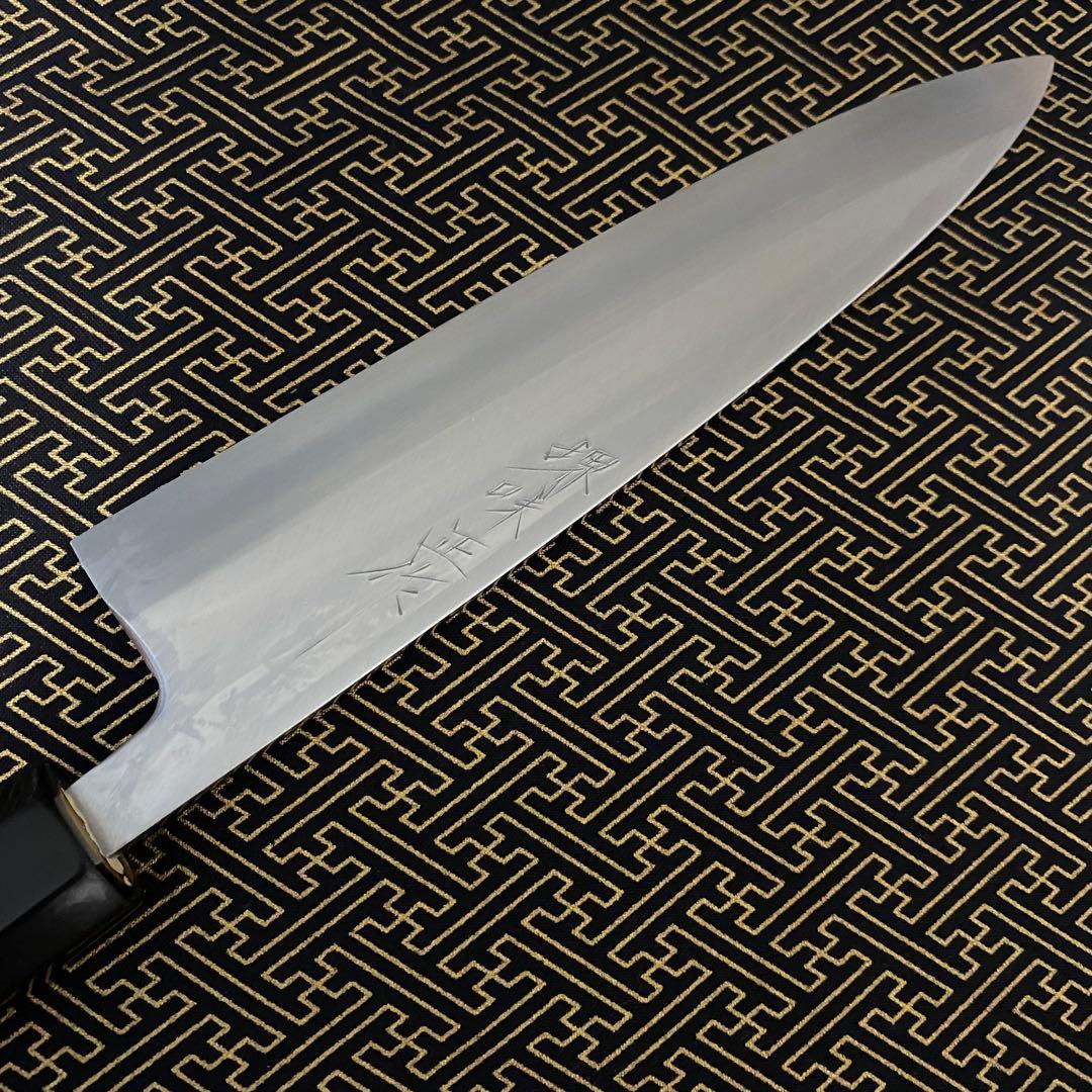 左白本霞片刃牛刀２１０ミリ水牛八角柄