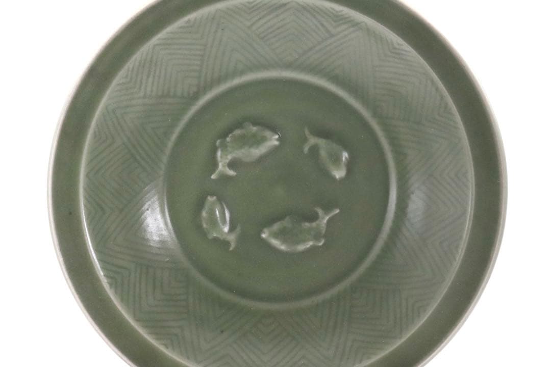 ※中国　龍泉窯　魚紋大皿　青磁　送料込み0814