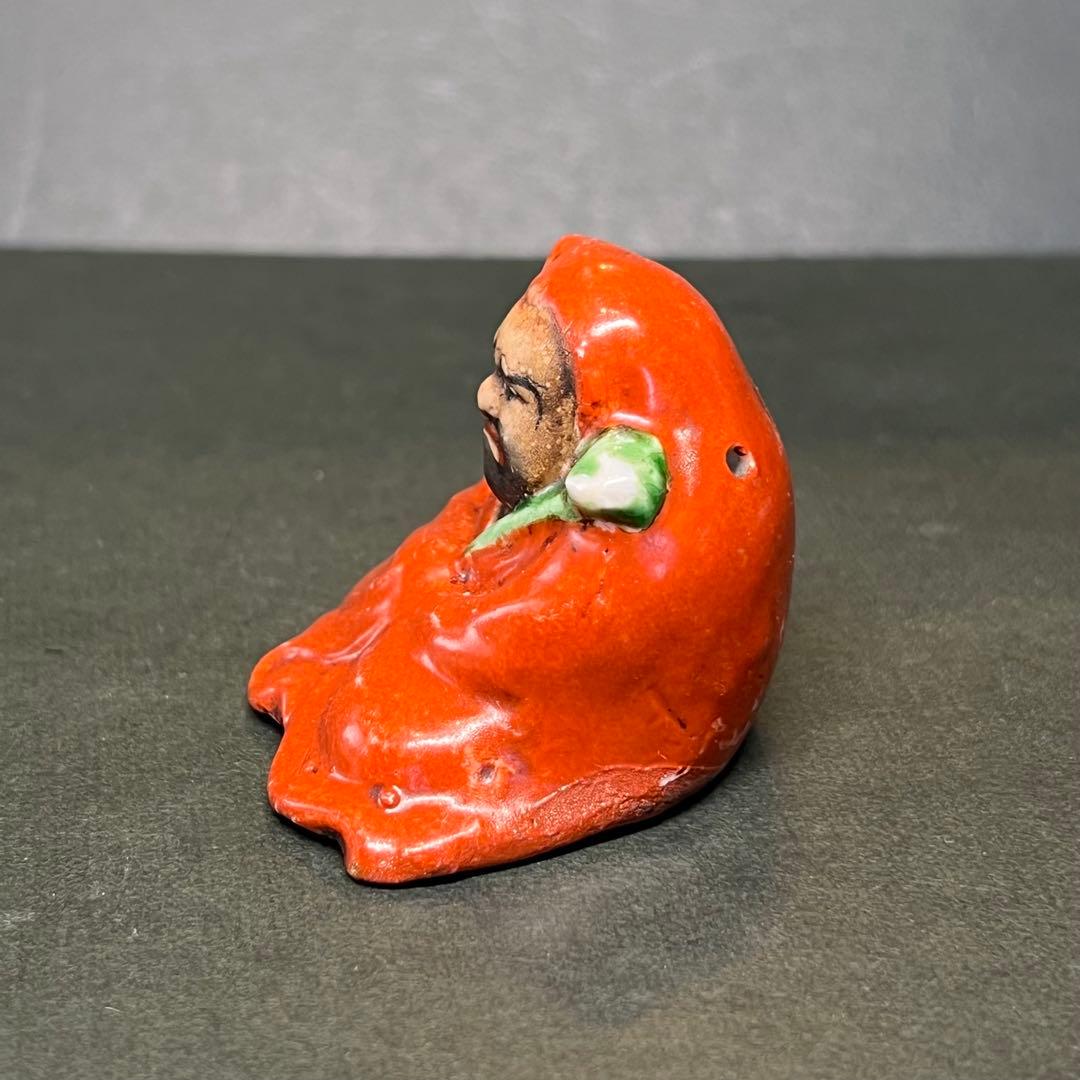 江戸後期〜明治期 古陶 達磨 水滴◎赤釉 だるま 書道具◎文房四宝◎古道具庵々