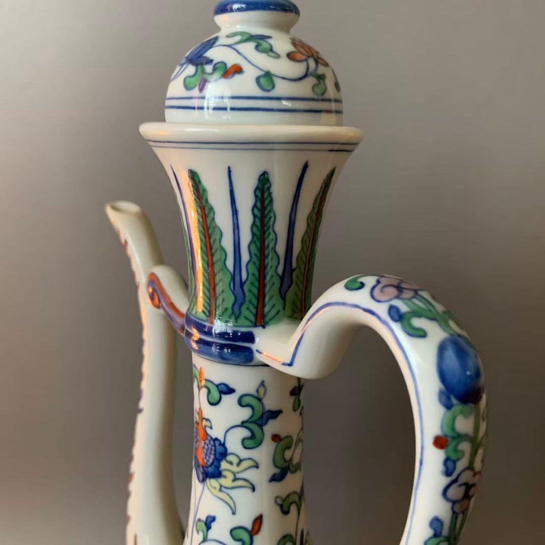 N407, 中国美術　とう彩　水注　大清乾隆年製銘