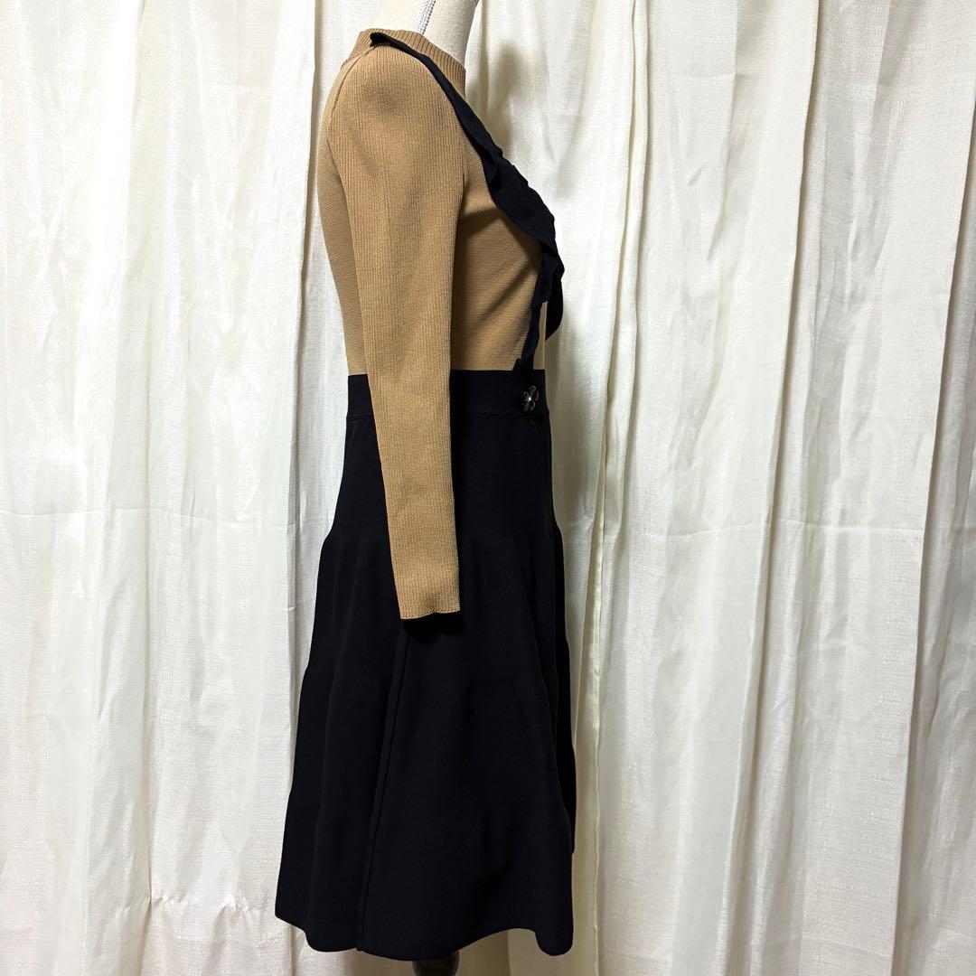 M'S GRACY エムズグレイシー バイカラー フリル ドッキングワンピース