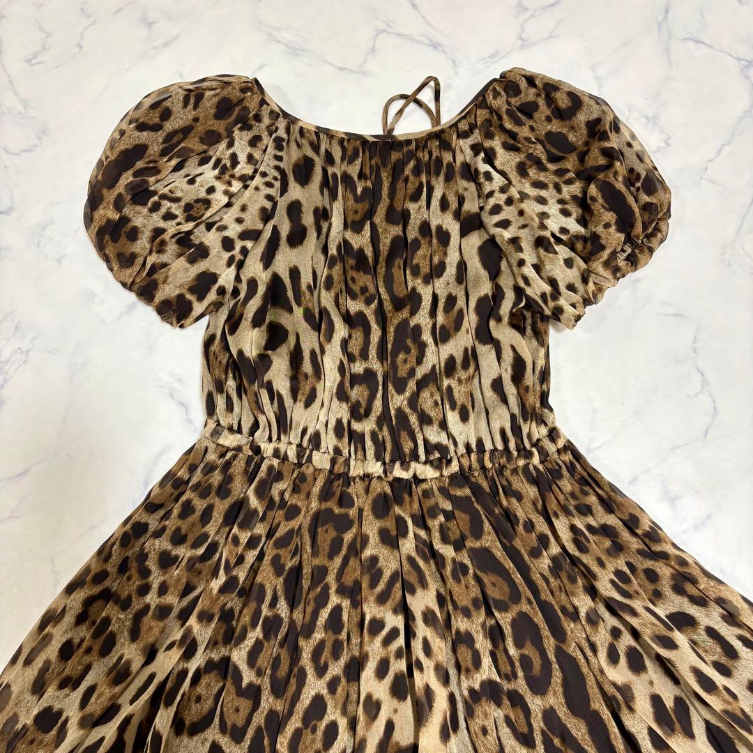美品 DOLCE & GABBANA レオパード柄 シルク ワンピース 38 M