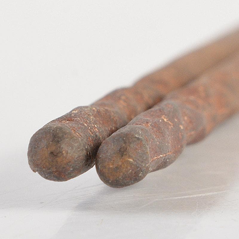 茶道具　釜師　庄司儀兵衛作　鉄製　瓢箪透火箸　共箱　V　R7214