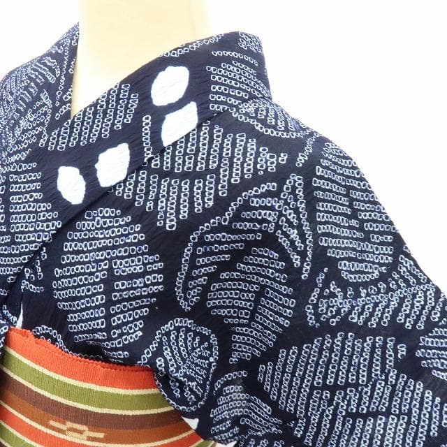 専用Y3488◆有松鳴海絞り 背・居敷当て付 ゆったりサイズ 高級浴衣 夏着物