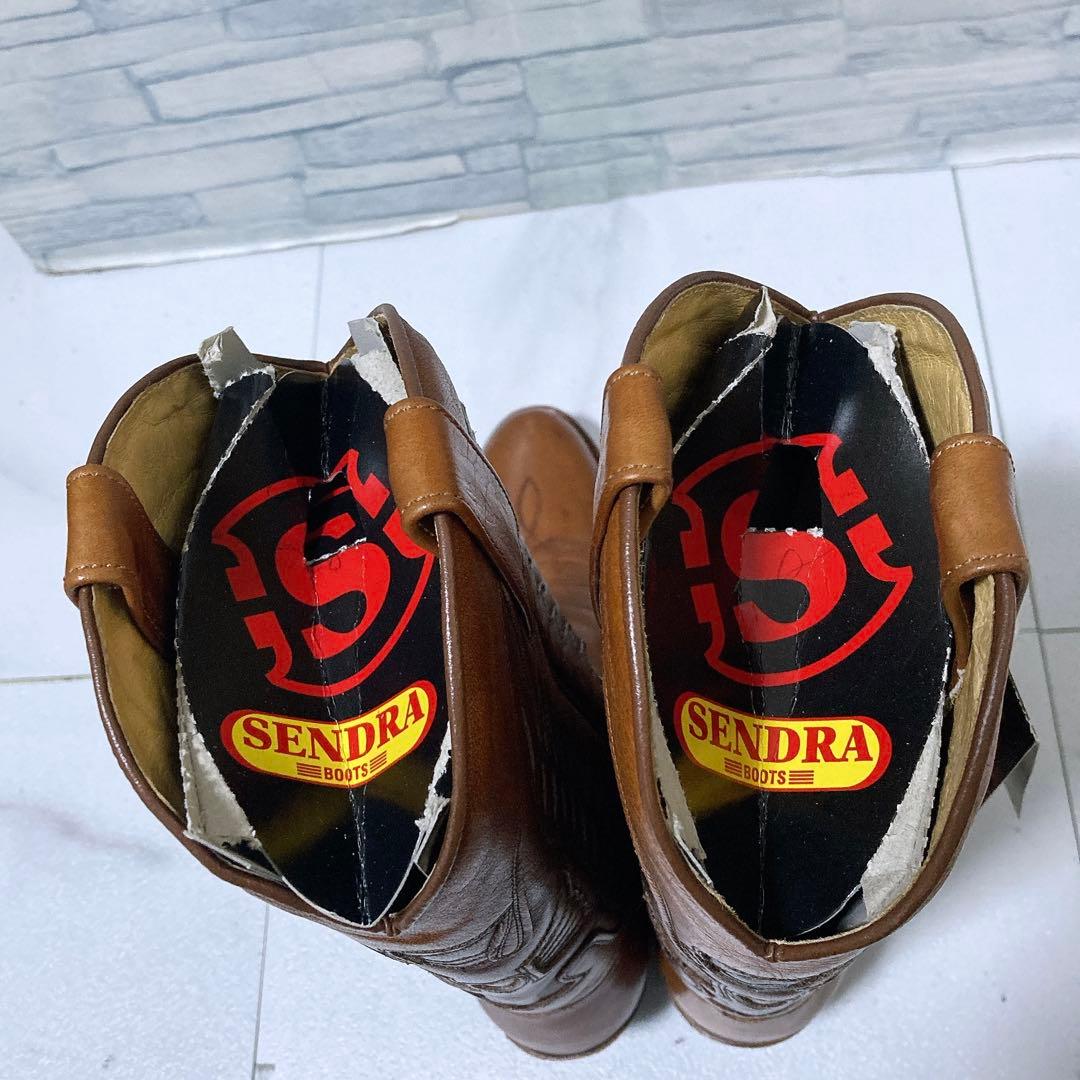 極美品 SENDORA ウエスタンブーツ 本革 刺繍 ブラウン 37 タグ付き