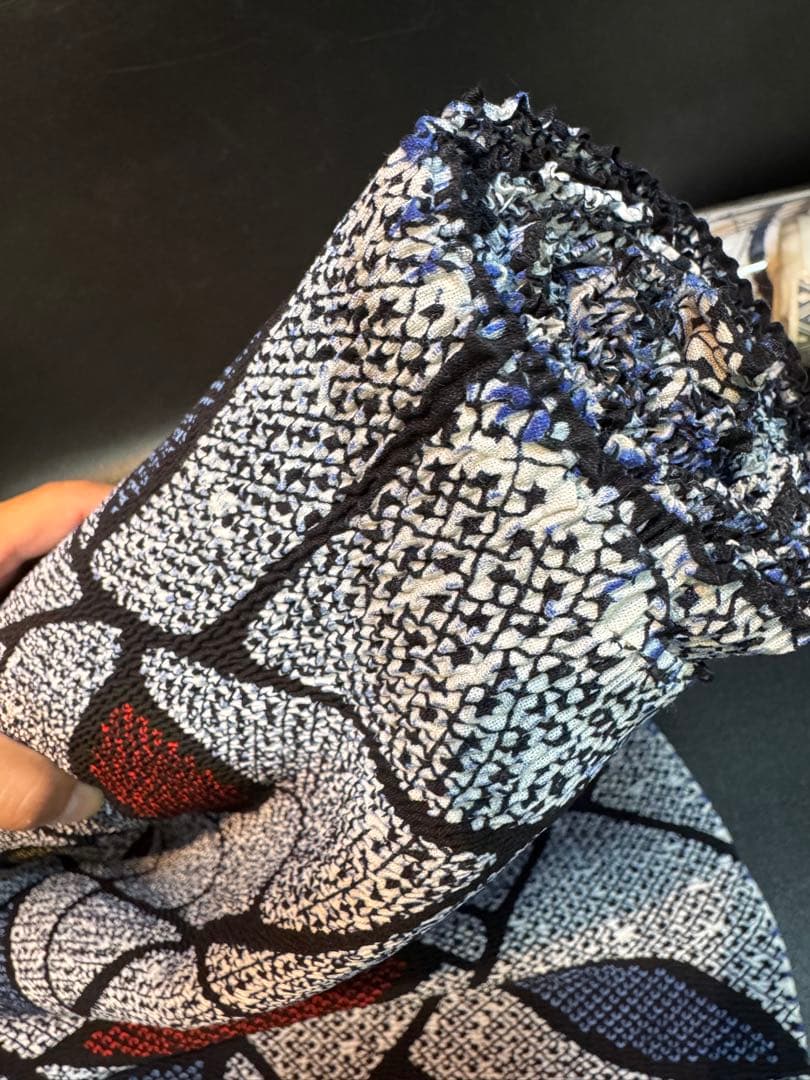 葉っぱ模様 浴衣反物　総絞り