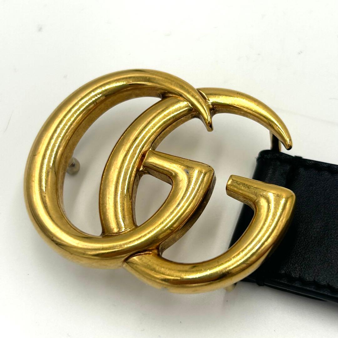 GUCCI グッチ ベルト GGマーモント レザー ブラック ゴールド