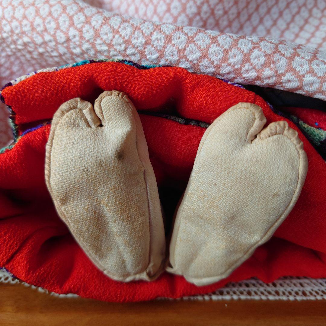 市松人形　小さな春水　昭和初期　10号　昭和初期　縮緬振袖　縮緬帯　アンティーク