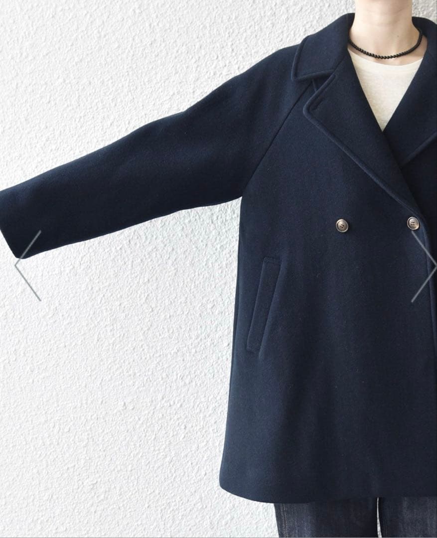 SHIPS any*PUREWOOL スタンド&テーラード ハーフコート