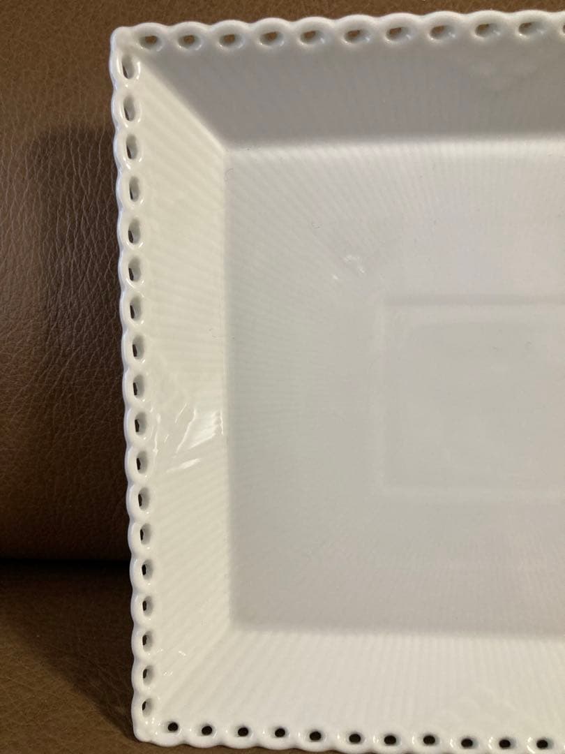 未使用 ロイヤルコペンハーゲン ホワイトフルーテッド フルレース スクエア S