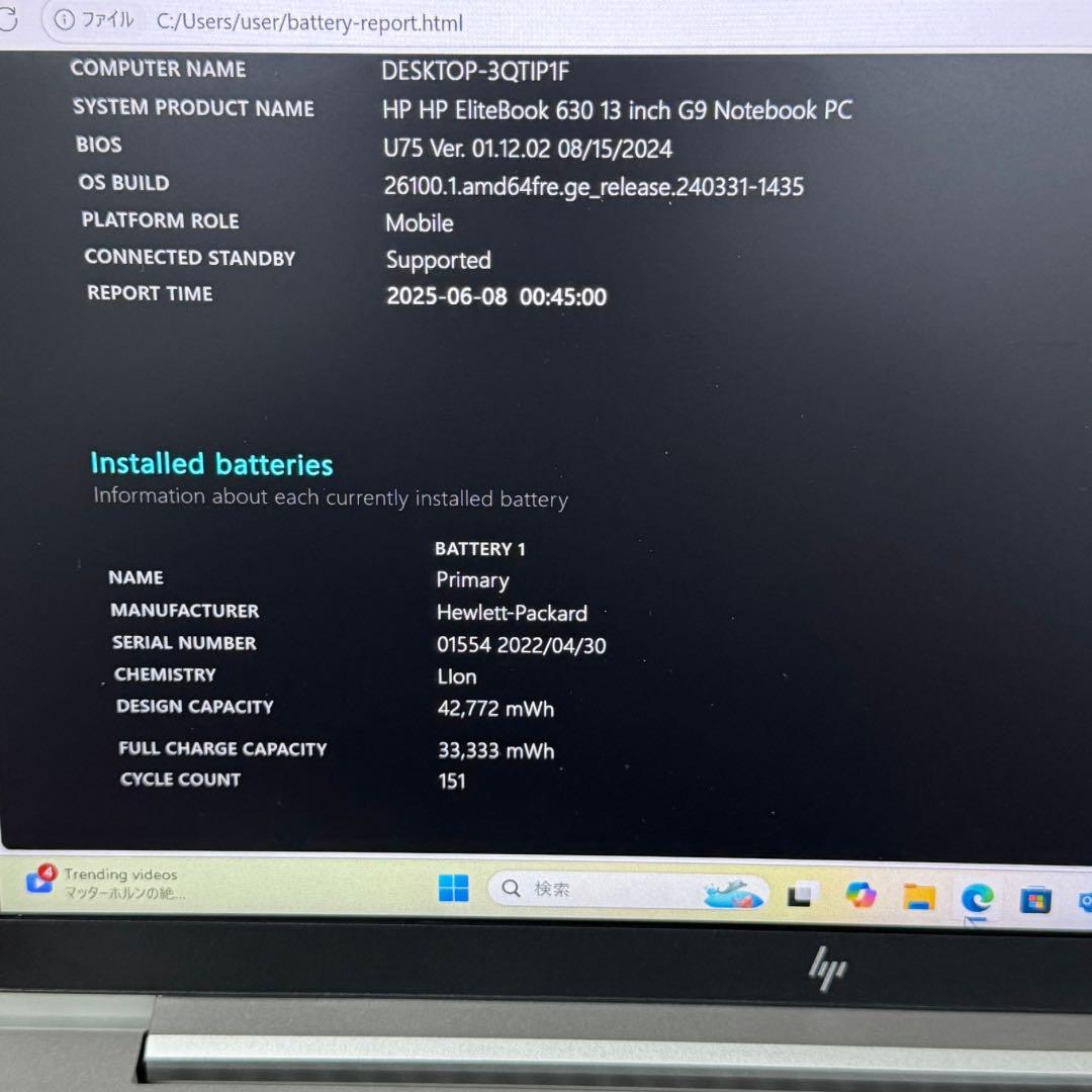 HP Elitebook 630 G9 ノートPC