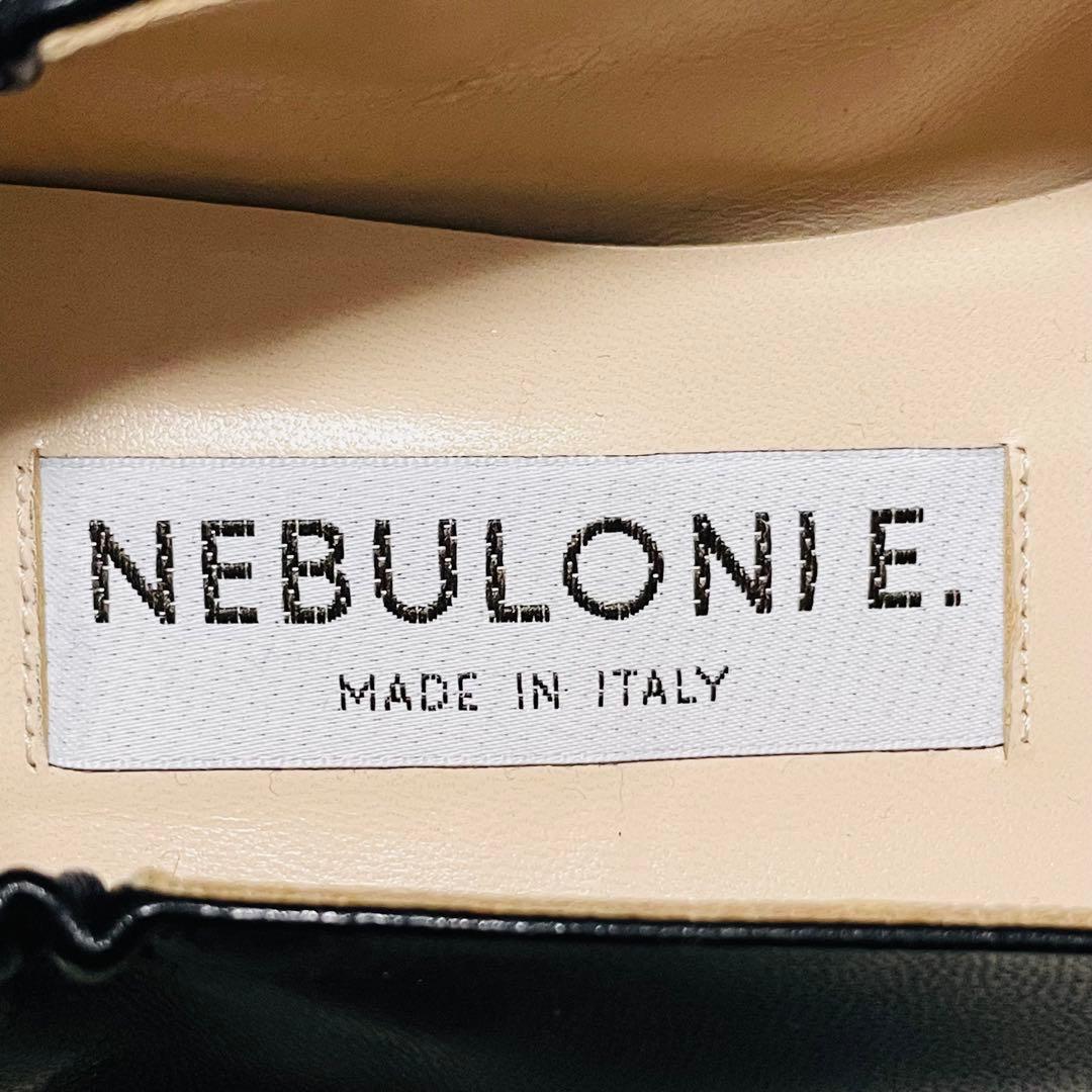 【ネブローニ】美品ゴートレザー ポインテッドトゥ フラットシューズ 黒 38