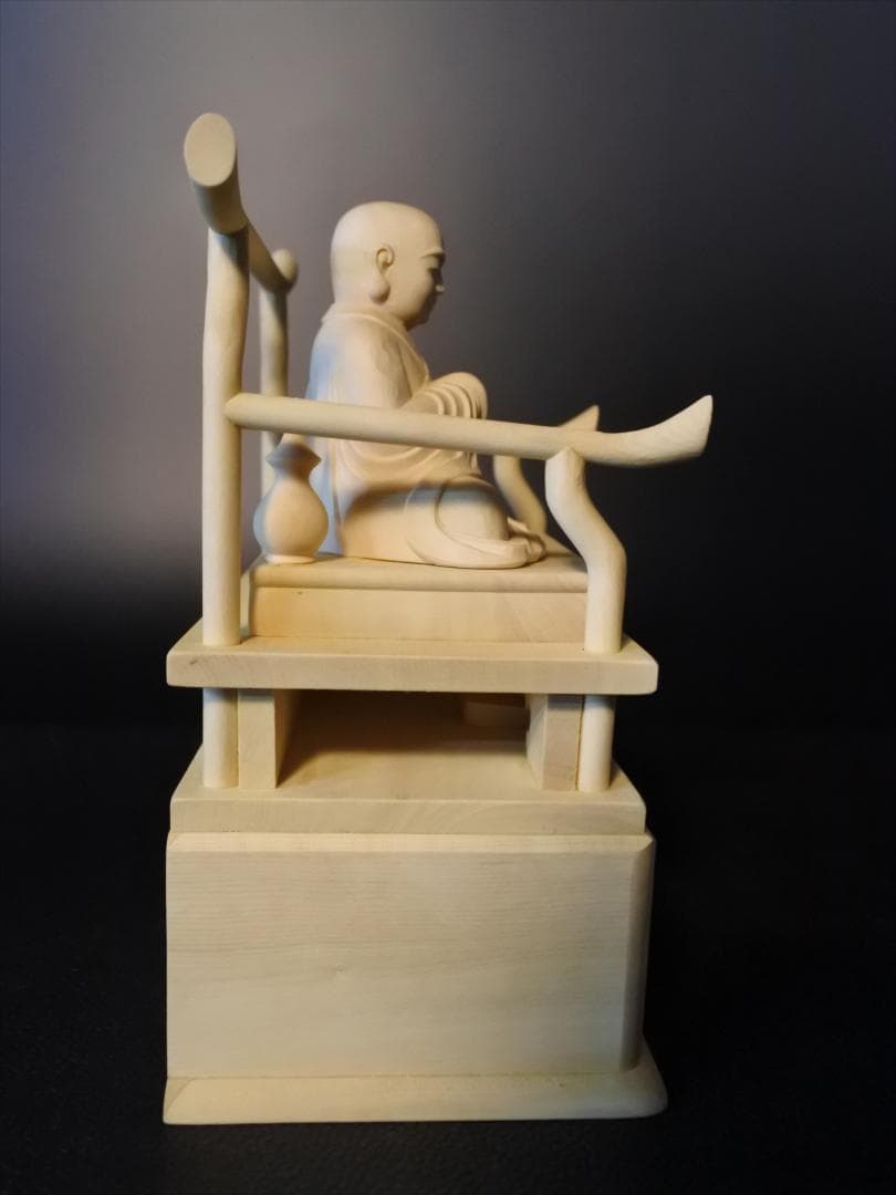 最終値下　【保管品】興教　柘植　台付　2号　仏像　木製　状態良好　495
