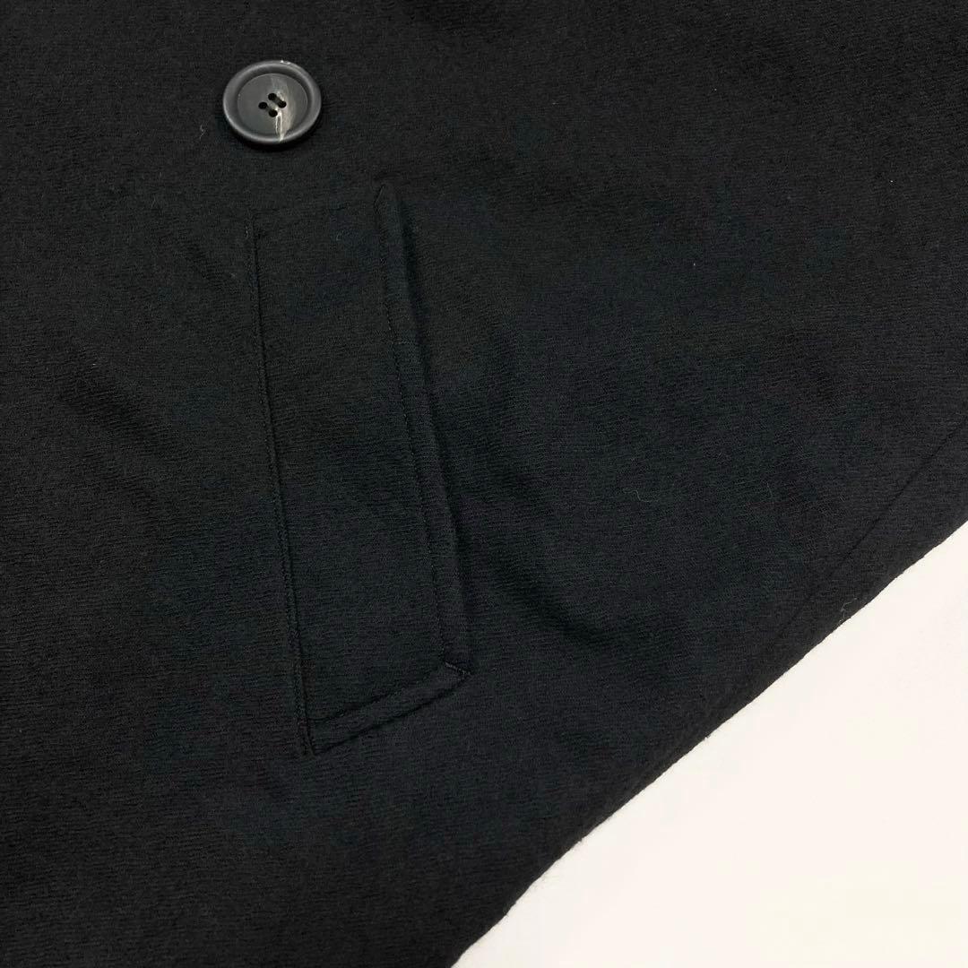 Y's ワイズ ウール ステンカラーコート 黒2