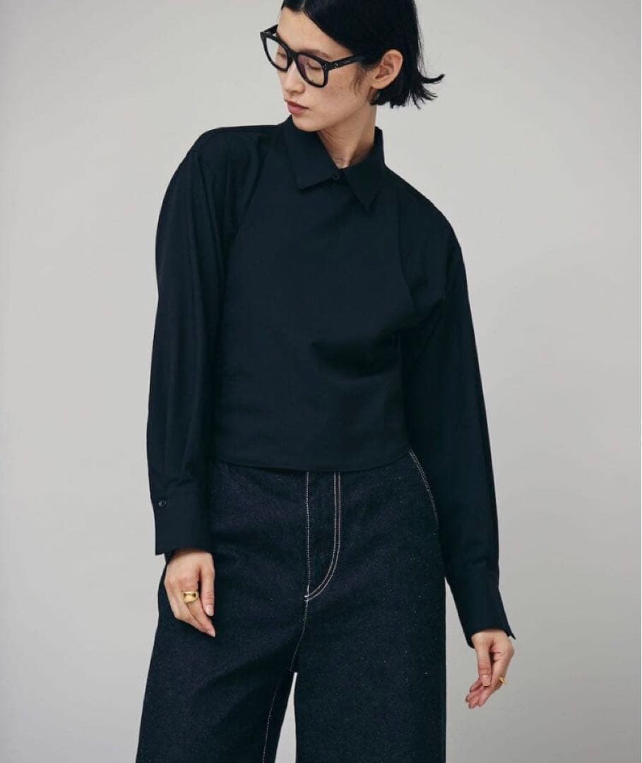 未使用 Curensology カレンソロジー カマーベストシャツ ウール 紺