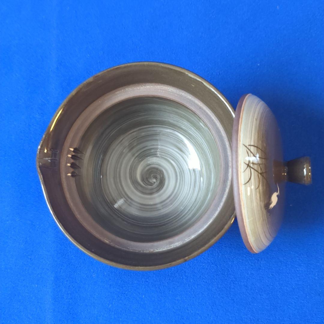 臥牛窯 現川焼 茶器セット 無形文化財指定　十三代横石臥牛　刷毛白鷺図